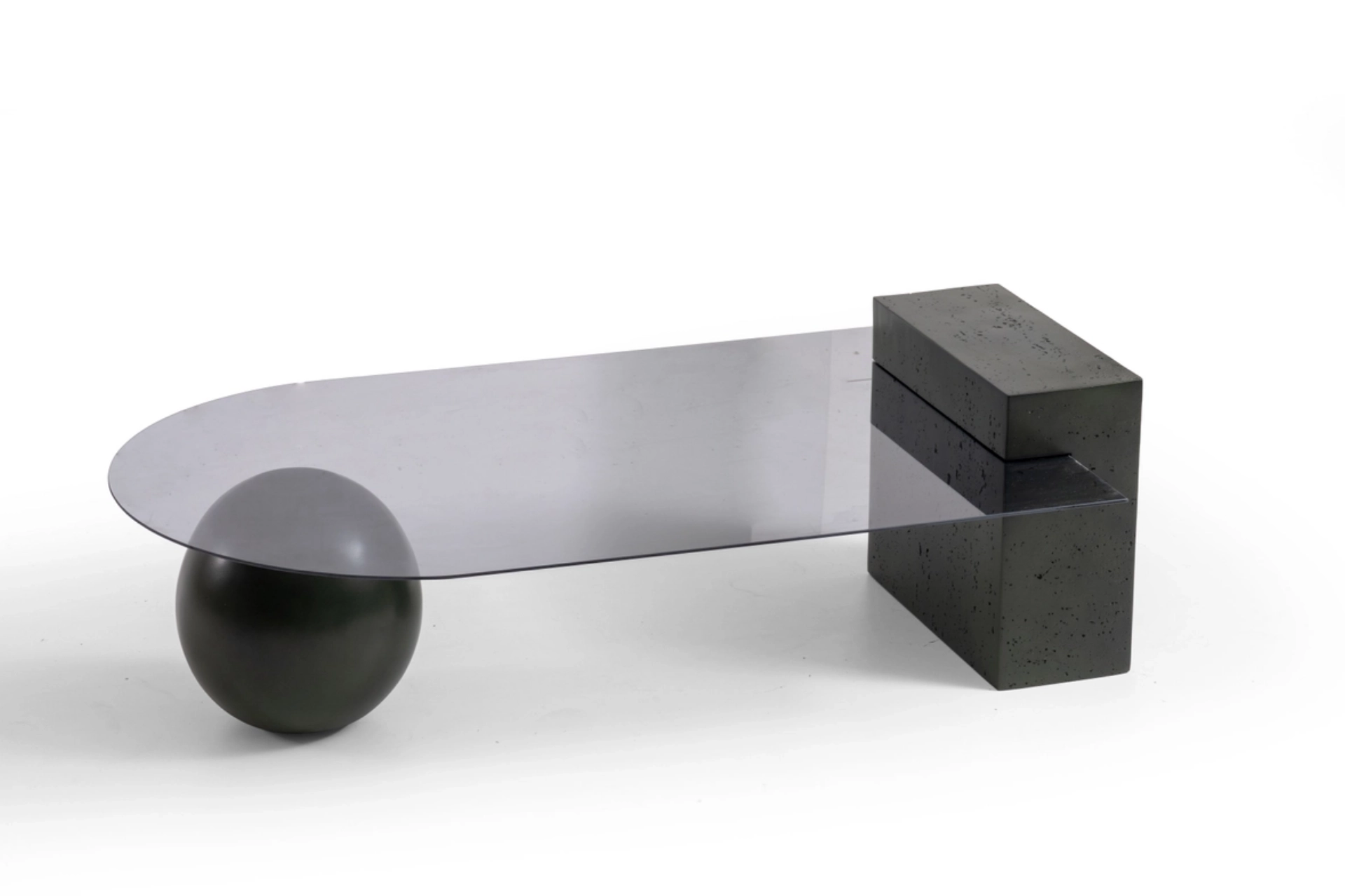 Single Ball Base Glass Coffee Table